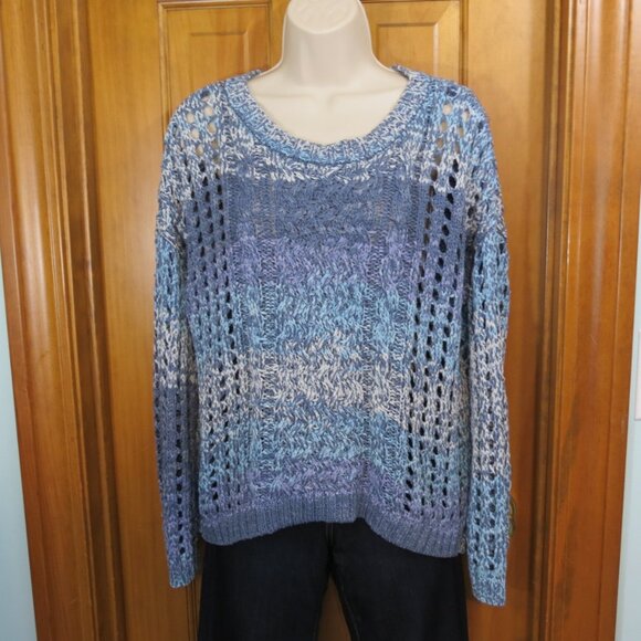 Curio New York Women's Pullover Sweater Blues Loose Weave Size Large - Picture 7 of 10